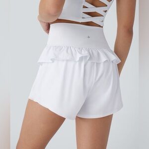 HALARA Women’s Breezeful Ruffle Contrast Mesh 2-in-1 Shorts - Small - White